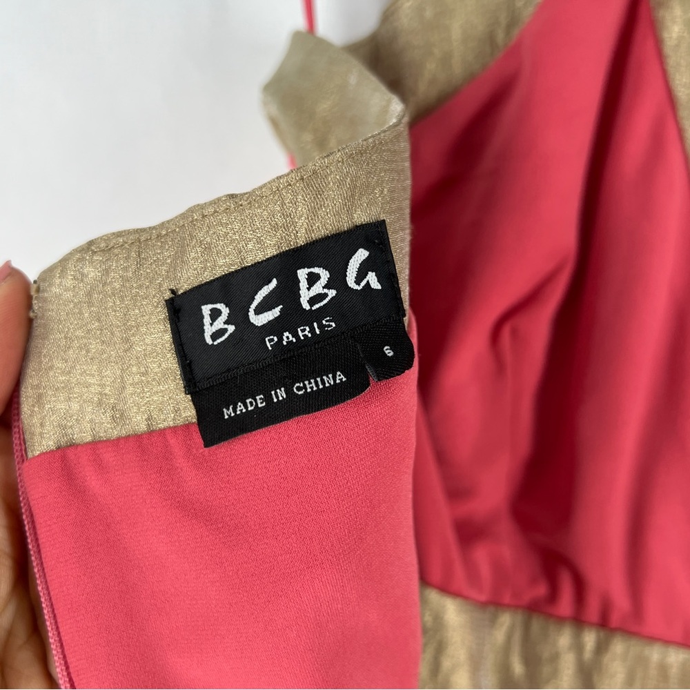 BCBG Paris Y2K Surplice Halter Neck Stretch Jersey Knit‎ Tie Waist Dress Size 6 - Picture 12 of 15